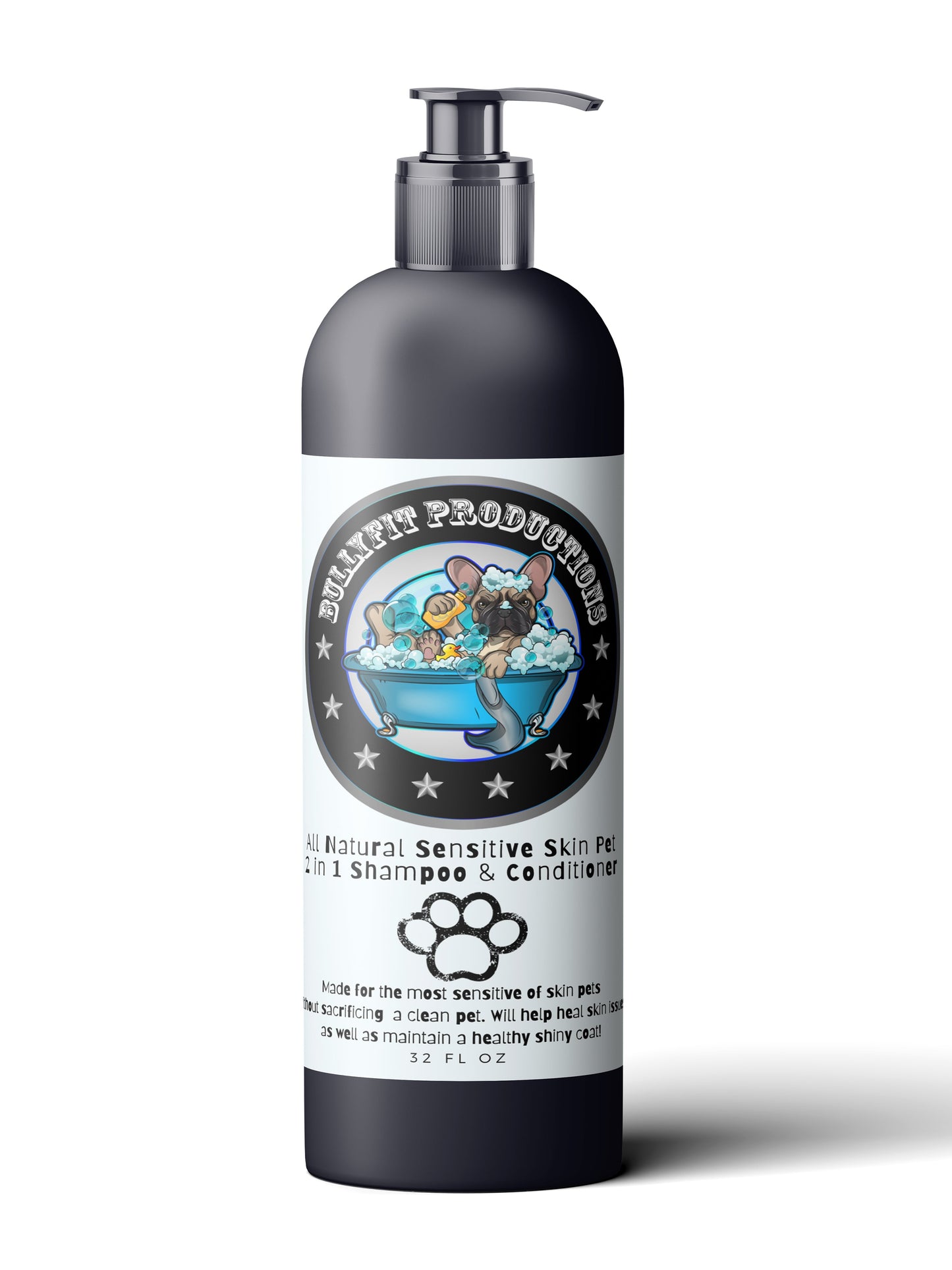 BullyFIT All Natural Sensitive Skin 5 in 1 Pet Shampoo and Conditioner 32oz | Best Organic Pet Grooming Kit for Dogs | Sulfate-Free, Flea & Tick Repellent, Deep Conditioning Formula for Sensitive Skin | Cruelty Free| Vegan Friendly