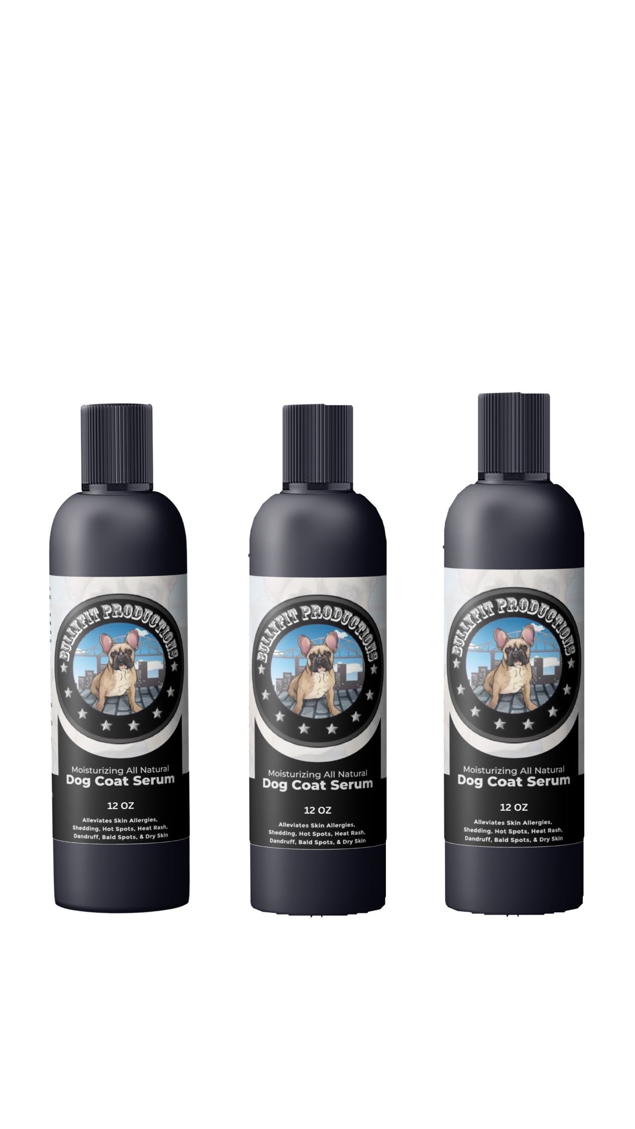 BullyFIT All Natural Skin & Coat Dog Serum 12oz Bottle 3 Pack - Organic |Grooming Kit for Sensitive Skin|Cruelty Free| Vegan Friendly | Pet Lotion | Pet Lotion| Skin Issues | Shedding |