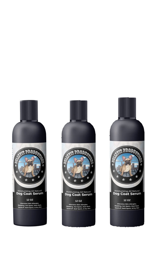 BullyFIT All Natural Skin & Coat Dog Serum 12oz Bottle 3 Pack - Organic |Grooming Kit for Sensitive Skin|Cruelty Free| Vegan Friendly | Pet Lotion | Pet Lotion| Skin Issues | Shedding |