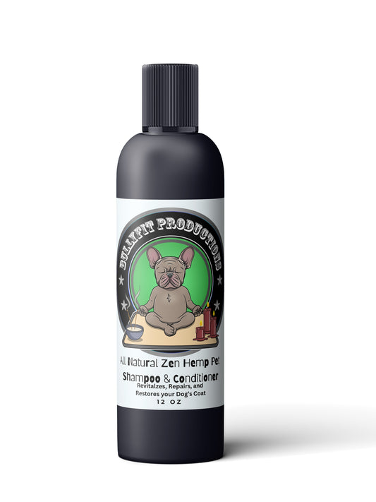 BullyFIT All Natural Zen Hemp Pet 5 in 1 Shampoo & Conditioner 12oz | Best Organic Dog Shampoo for Sensitive Skin | Extreme Bad Odor| Cruelty Free| Vegan Friendly| Eco Friendly| Vet Approved|Hand Crafted
