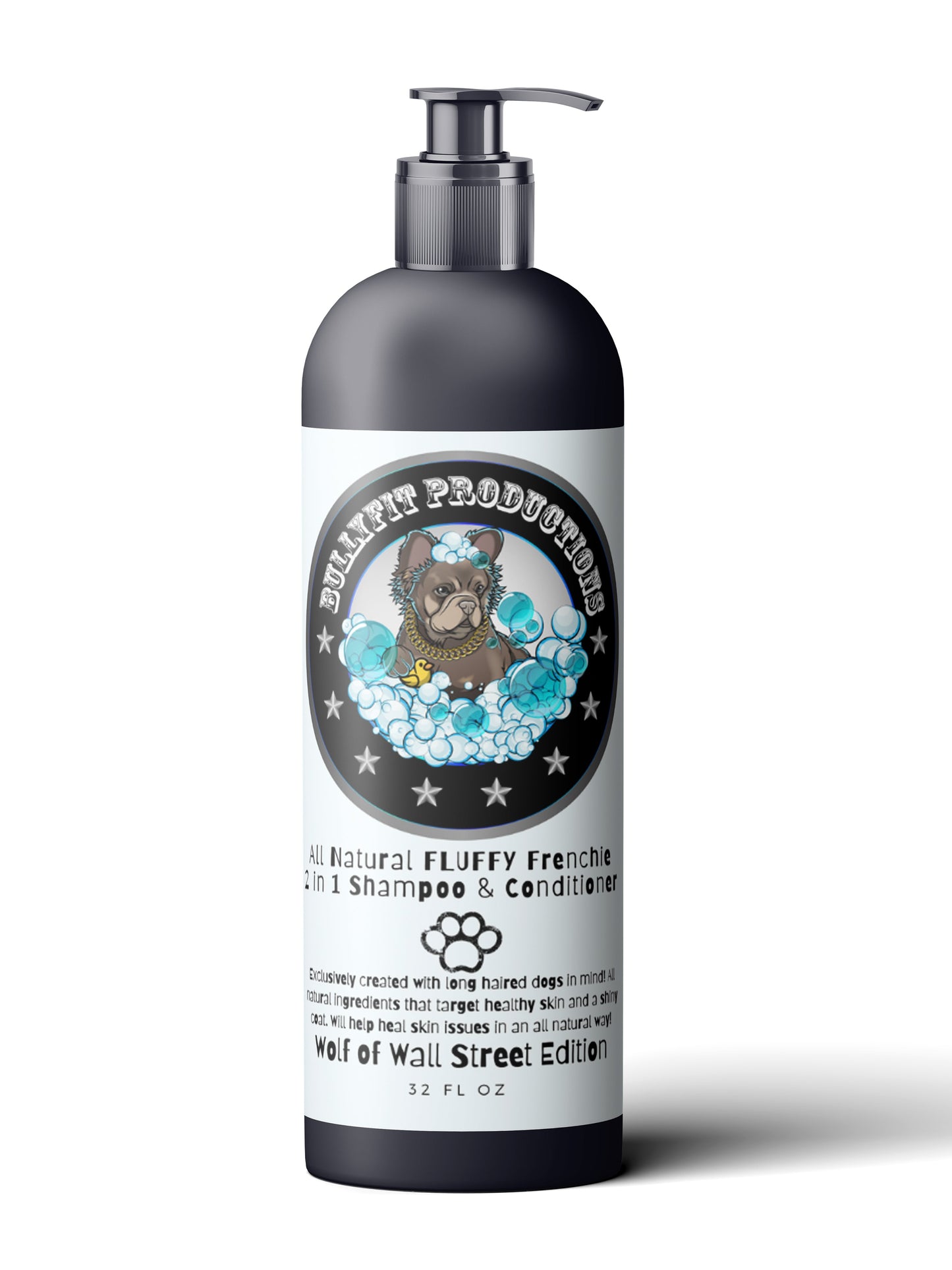BullyFIT All Natural Fluffy Frenchie 5 In S & C 32oz | Best Organic Dog Shampoo for Sensitive Skin| Flea & Tick Repellent| Deep Conditioning Formula For Long Haired Dogs l l Cruelty Free| Vegan Friendly| Vet Approved| Eco Friendly|HandCrafted